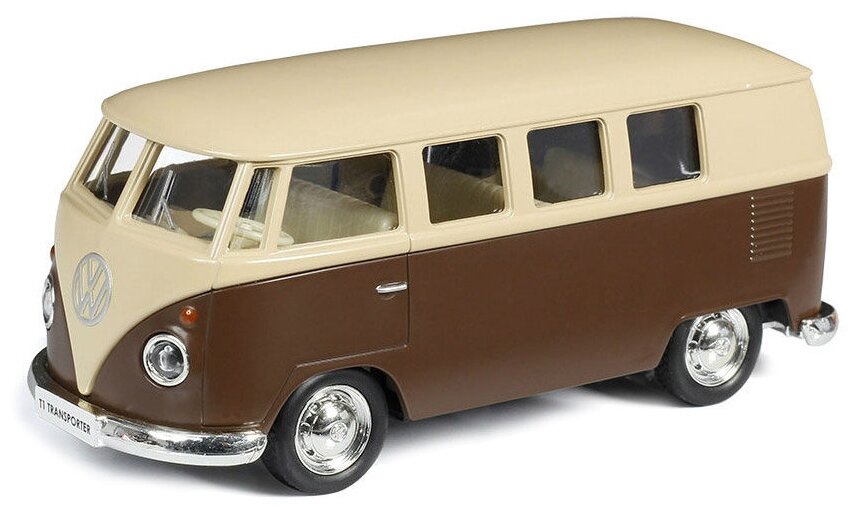 Автобус инерционный RMZ City 1:32 Volkswagen Type 2 (T1) Transporter, матовый бежевый с коричневым, металлический (554025M(I))
