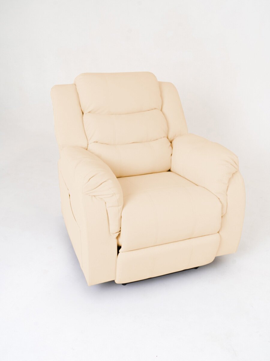 Кресло реклайнер с электроприводом, раскладывается на 180°, искусственная кожа, Бежевый