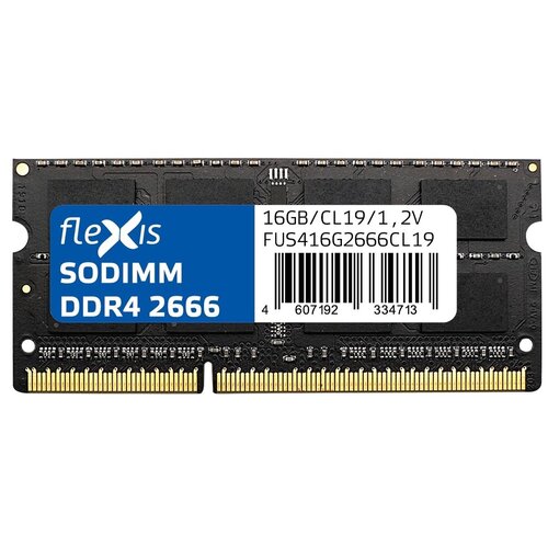 Оперативная память Flexis Memory DDR4 SODIMM 16GB 2666 CL19 FUS416G2666CL19