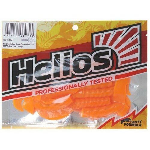 Твистер Helios Credo Double Tail Orange, 7.5 см, 7 шт. (HS-12-024)