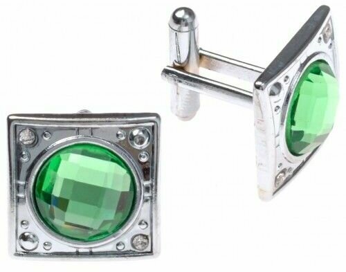 Запонки WowMan Accessories, зеленый, серебряный - фотография № 1