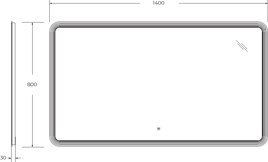 Зеркало с лазерной гравировкой, контурной подсветкой сенсорным выключателем CEZARES CZR-SPC-DUET-1400-800-LED-TCH - фотография № 10