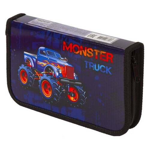 фото Пенал пифагор, 1 отделение, ламинированный картон, 19х11 см, "monster truck", 229147