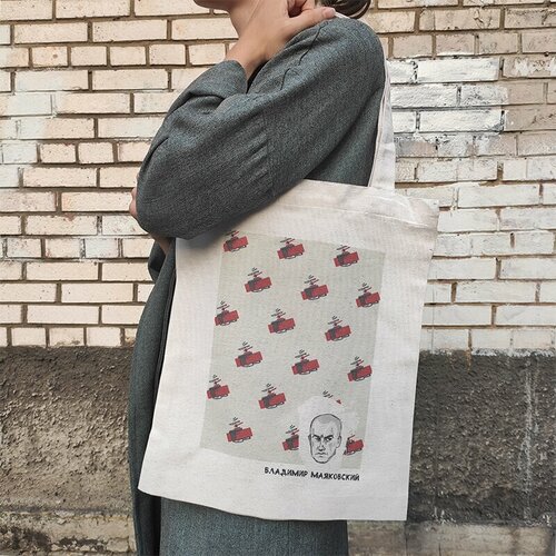 фото Сумка шоппер телефонная песенка о кисаньке повседневная, текстиль, вмещает а4, красный, белый