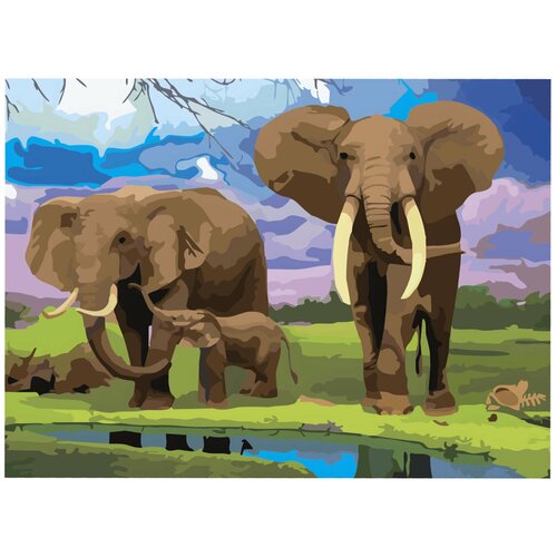 Купить Остров сокровищ картина по номерам Слоны 29х39.5 см (661630), Картины по номерам и контурам
