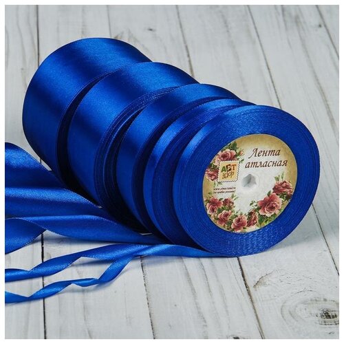 фото Набор атласных лент арт узор 5 штук, размер лент: 6-10-20-40-50 мм, 23±1 м, синий (2611779)