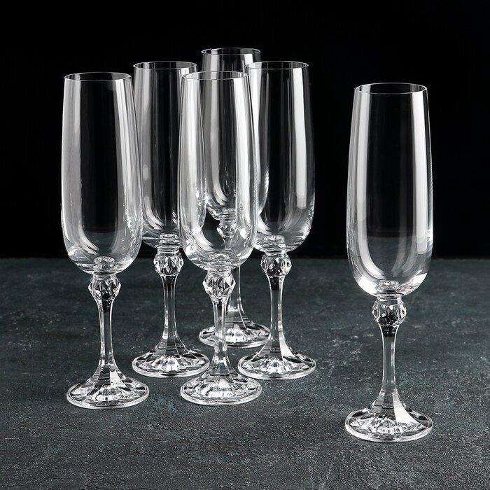Набор бокалов для шампанского Bohemia Crystal "Джулия", 180 мл, 6 шт