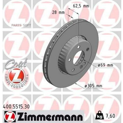 ZIMMERMANN 400.5515.30 Диск тормозной (вентилируемый)