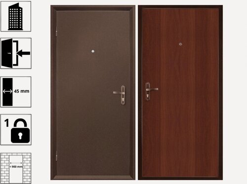 Изображение товара Дверь металлическая промет спец 860L, утепленная, распашная, левая, с цилиндровым замком