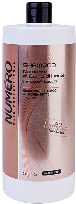 Питательный шампунь для сухих волос Brelil NUMERO с маслом карите, 1000 мл
