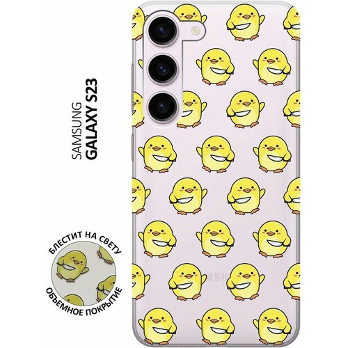 фото Силиконовый чехол на samsung galaxy s23, самсунг с23 с 3d принтом "chick with knife" прозрачный slvgo