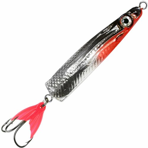 фото Блесна для рыбалки aqua галстук 8,0g цвет 01 (серебро, красный и черный металлик), 1 штука в комплекте