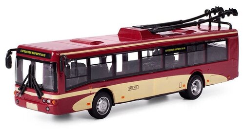 Троллейбус Play Smart ЛиАЗ 5292 (6407) 1:72, 16.5 см, бордовый/бежевый