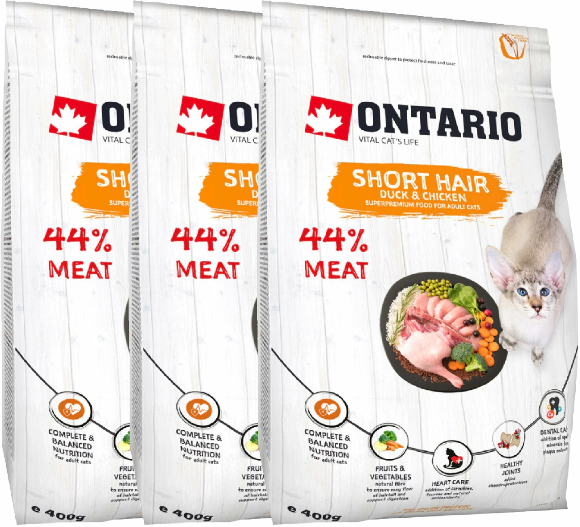 Сухой корм для стерилизованных кошек Ontario с лососем 3 шт. х 2 кг - фотография № 2