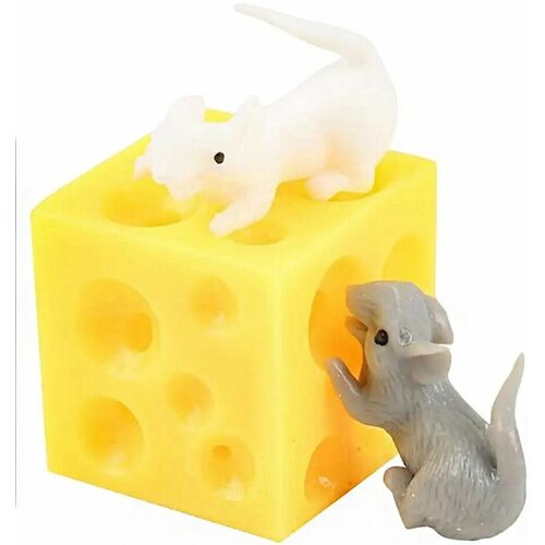 Игрушка антистресс мышки в сыре набор из 3 мышек в сыре антистресс