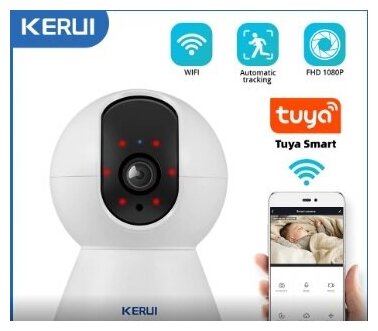 Умная Wi-Fi домашняя IP камера Tuya Smart HD 1080p, поворотная PTZ, карта до 128гб, датчик движения, ночной режим