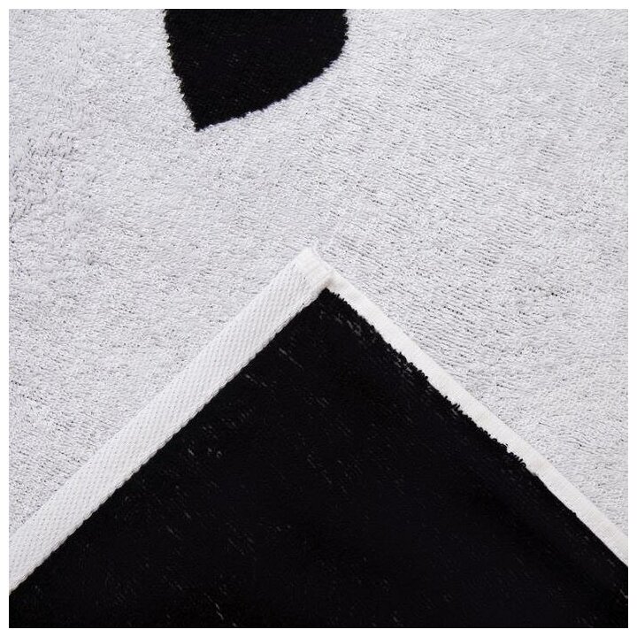 Полотенце махровое Этель ЧБ «Сердечки черные», пестроткань, 70х130 см - фотография № 2