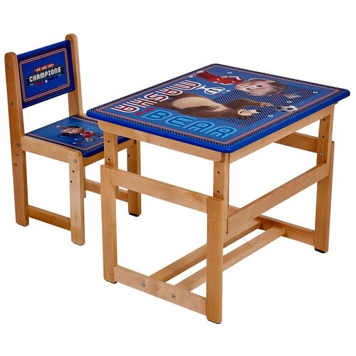 фото Комплект для работы стоя polini стол + стул fun 400 sm маша и медведь 68x55 см синий
