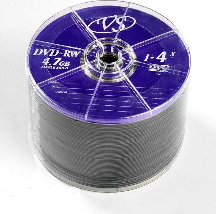 DVD-RW Носители информации DVD-RW, 4x, VS, Bulk/50, VSDVDRWB5001