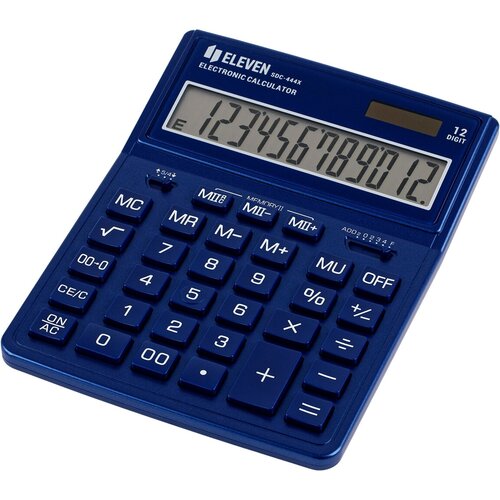 калькулятор настольный eleven sdc 444x nv 12 разрядов двойное питание 155×204×33мм темно синий Калькулятор настольный Eleven SDC-444X-NV, 12 разрядов, двойное питание, 155*204*33мм, темно-синий