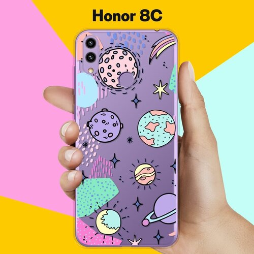 Силиконовый чехол на Honor 8С Узор из планет / для Хонор 8Ц