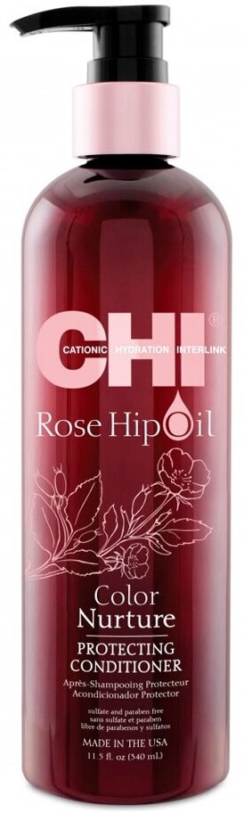 Chi Rose Hip Oil Protecting Conditioner - Чи Роуз Хип Ойл Протектинг Кондиционер для поддержания цвета "Масло дикой розы", 340 мл -