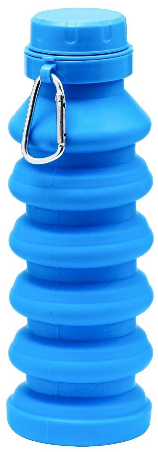 Силиконовая бутылка, для воды, объем 450 мл, размер 7 х 21,3 см, цвет синий