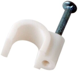 Пластиковая скоба для кабеля 6мм - Rexant 07-4006 круглая крепеж гвоздиком - упаковка 50 шт.