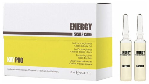 KayPro Energy Scalp Care Лосьон в ампулах для волос и кожи головы против выпадения, 10 мл, 12 шт., ампулы