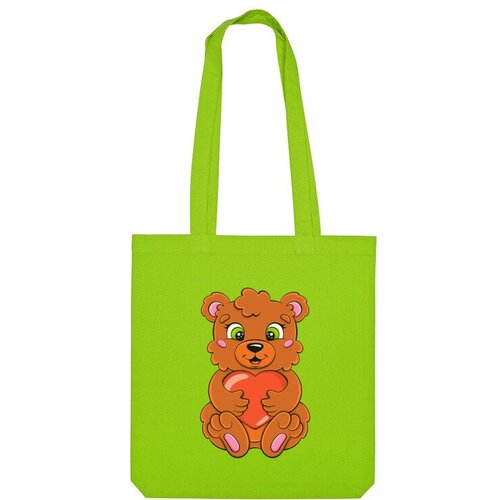 Сумка шоппер Us Basic, зеленый сумка мишка с сердечком зеленое яблоко