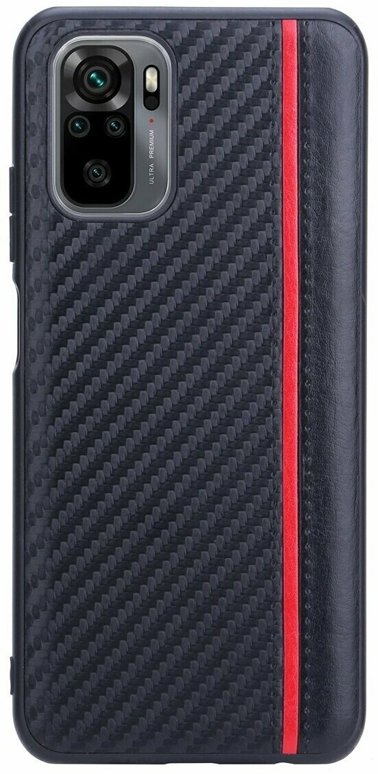 Чехол накладка G-Case Carbon для Xiaomi Redmi Note 10 (Сяоми / Ксиаоми Редми Ноут 10), черная