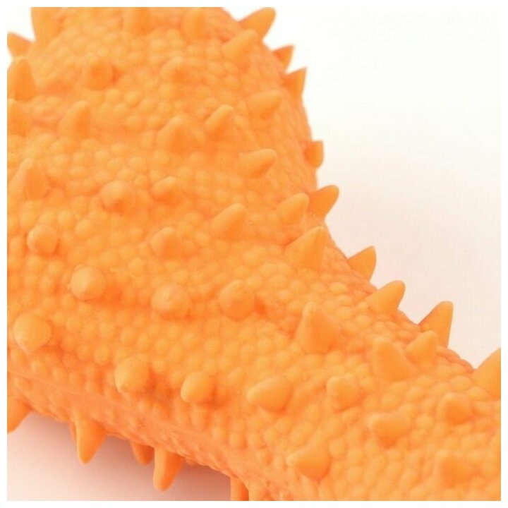 Игрушка пищащая для собак из латекса Кость изогнутая, 14 см, оранжевая - фотография № 4