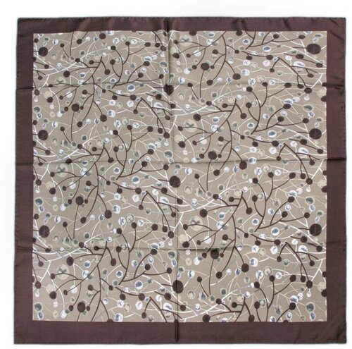 Платок ClubSeta, натуральный шелк, 90х90 см, коричневый, бежевый