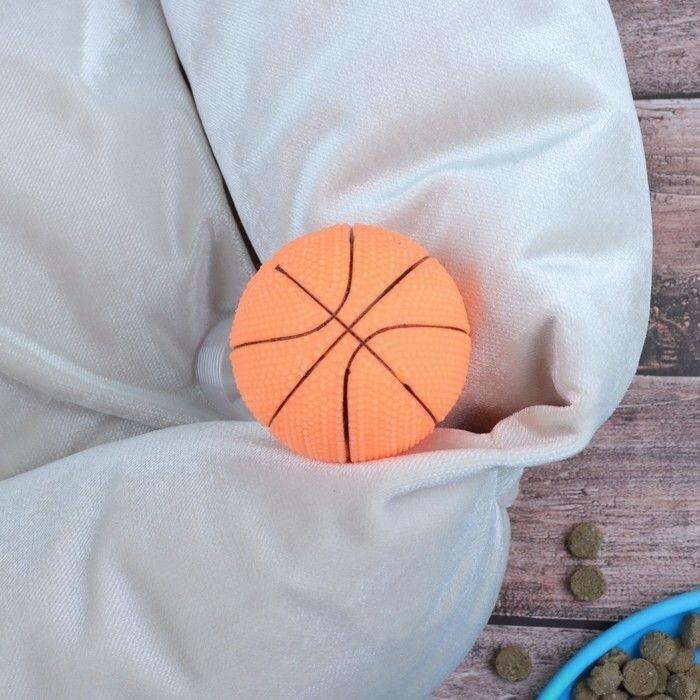 Игрушка пищащая малая "Мяч баскетбольный" 5,5 см, оранжевая - фотография № 7