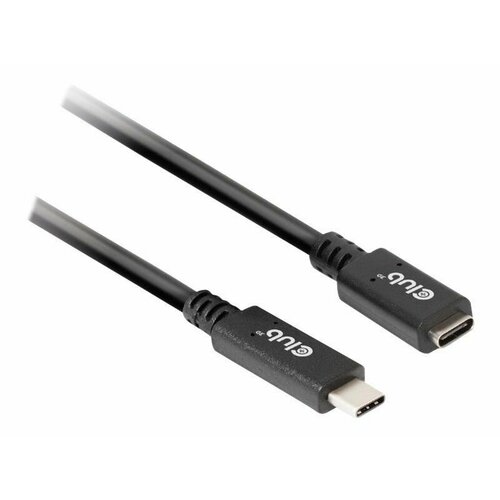 Кабель CLUB 3D CAC-1531 удлинительный USB C / USB C (M/F), USB Gen1 Type-C, 60 Вт, для планшета, ноутбука, смартфона, 1 метр, цвет черный (CAC-1531) кабель club 3d cac 1531 удлинительный usb c usb c m f usb gen1 type c 60 вт для планшета ноутбука смартфона 1 метр цвет черный cac 1531