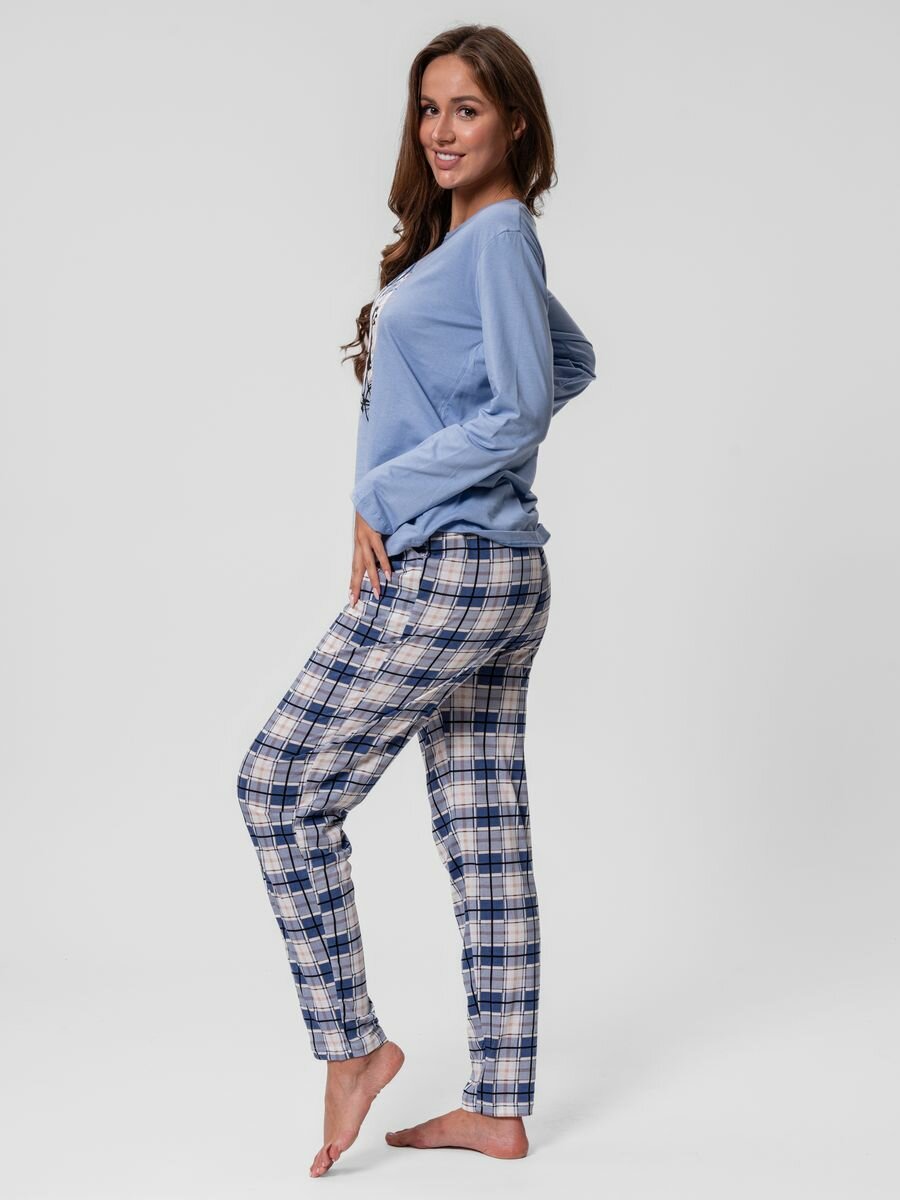 Пижама со штанами и футболкой-50 синий - фотография № 5
