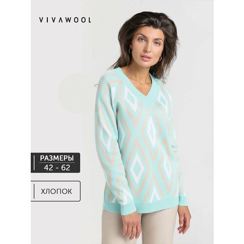 Пуловер VIVAWOOL, размер 60, зеленый пуловер vivawool размер 60 розовый