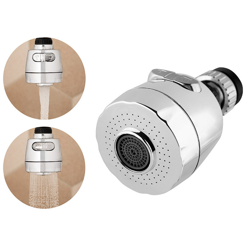 фото Аэратор поворотный , универсальный ,2 режима, с внешней и внутренней резьбой , переходник в комплекте , хром