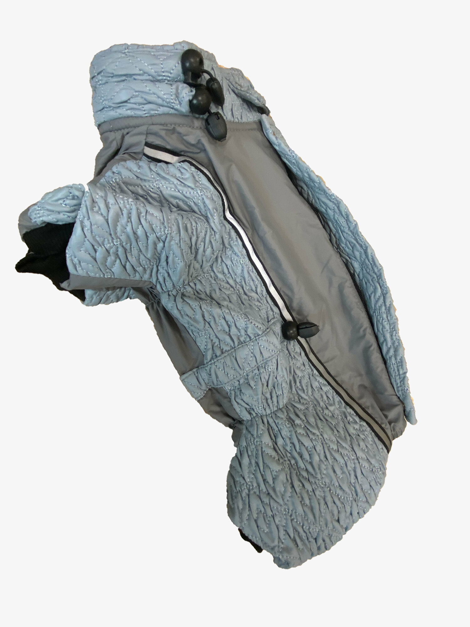 Stillo di Bari Дождевик серый/голубой на флисе для собак №11 (от холки до хвоста 27см полн.2)