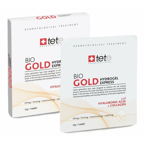 TETe Cosmeceutical Gold Hydrogel Express Маска косметическая гидрогелевая с коллагеном, 30 г 4шт