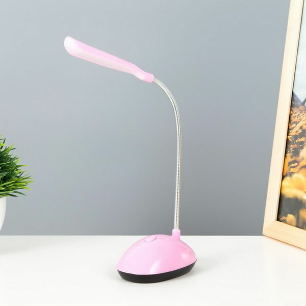 Настольная лампа "Световой луч" LED от батареек розовый 5х8.5х20 см
