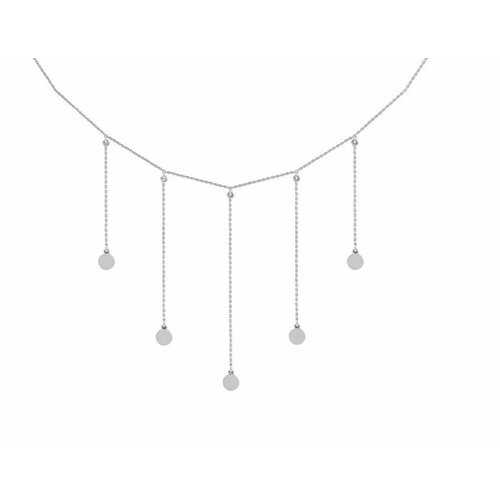 Чокер Колье чокер с подвесками в монетками 38 - 43 см из родированного серебра 925, серебро, 925 проба, длина 43 см., серебристый