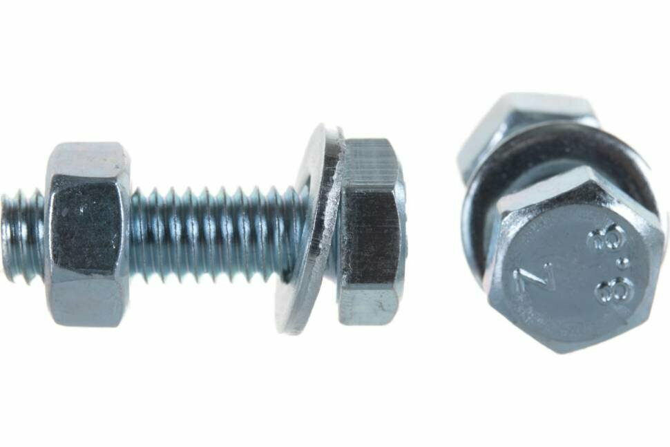 фото Пакет болт с гайкой и шайбой Метизный двор цинк м6х20мм 12 шт. 4607173901705