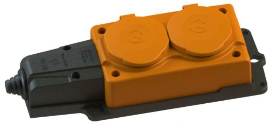 фото NE-AD колодка ОУ двойная 2 гн. с загл. каучук 2P+PE 1x16A 220-240V IP54 оранж 4112 (Турция) (арт. 810025)