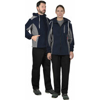 Куртка рабочая флисовая "Техно" темно-синий с серым с капюшоном р. 60-62/170-176