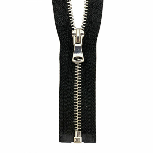 Молния металлическая Т-5 1-замковая Блестящее Серебро - 80 см №322 черный