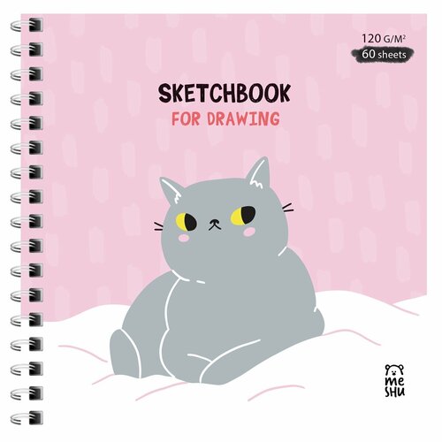 Скетчбук Meshu Серый комочек 60 листов 150х150 мм на гребне выборочный лак soft-touch 120 гм2 MS_53034 218₽
