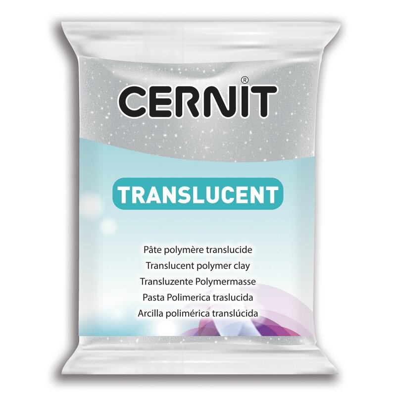 Пластика полимерная запекаемая 'Cernit 'TRANSLUCENT' прозрачная, 56 г (080 серебряный с блестками)