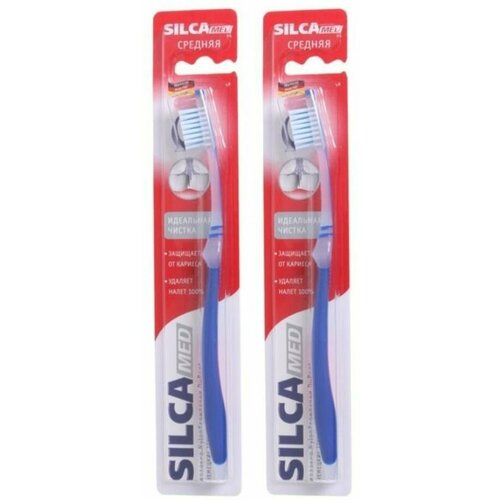 Silcamed Зубная щетка Medium, средней жесткости, 2 шт silcamed зубная щетка medium средней жесткости