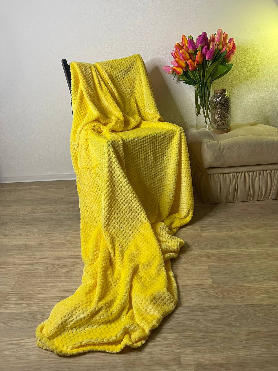 плед 200х220 ананас для дома и дачи покрывало одеяло желтое - фотография № 6